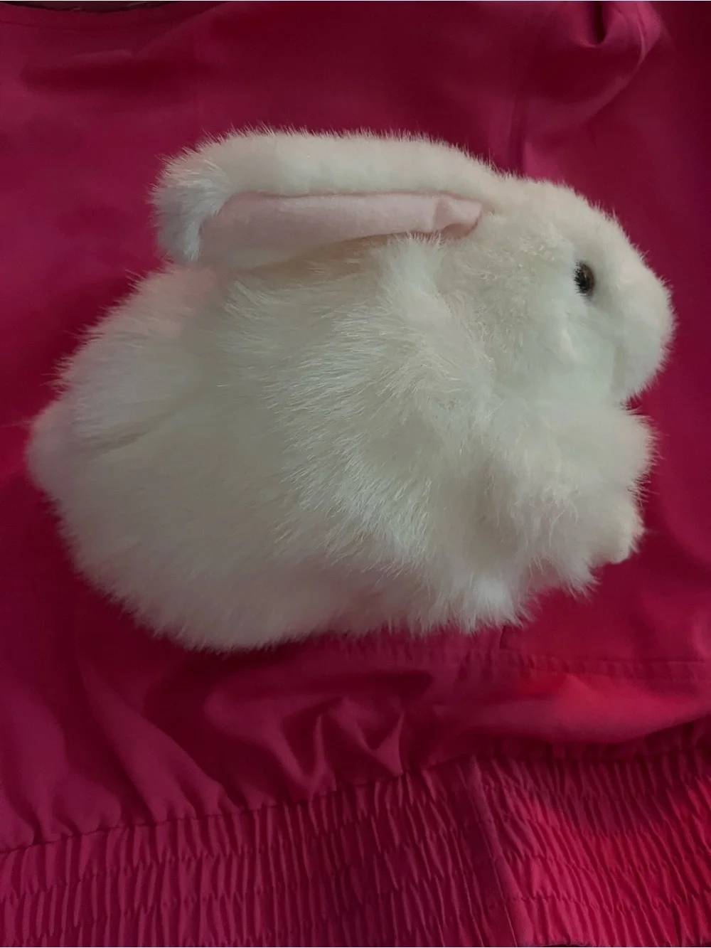 Ty Nibbles White Plush Bunny Small Pet Toy with Pink Ear
